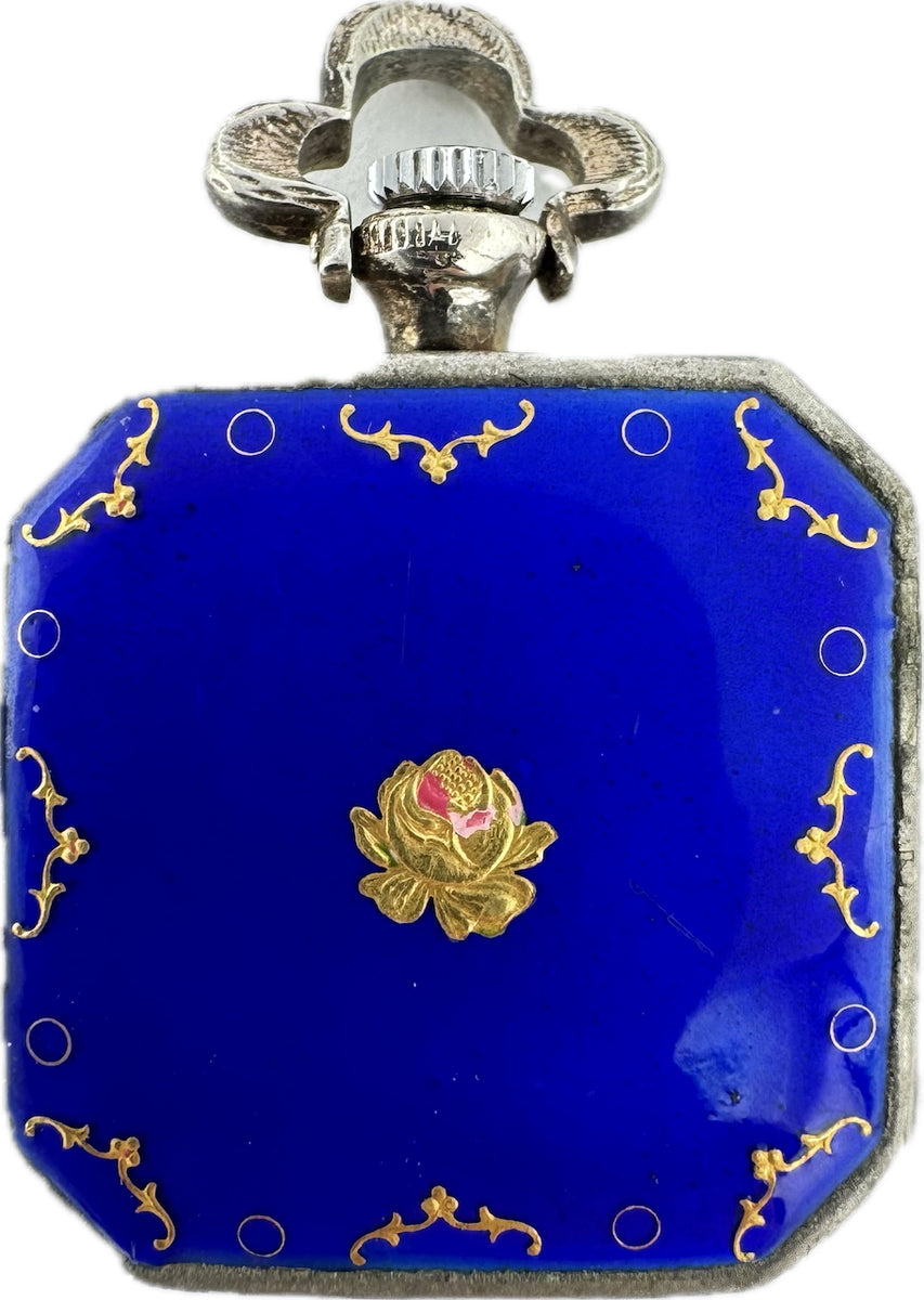 Antique Expo 2000 Blue Gilt Enamel Mechanical Pocket Watch