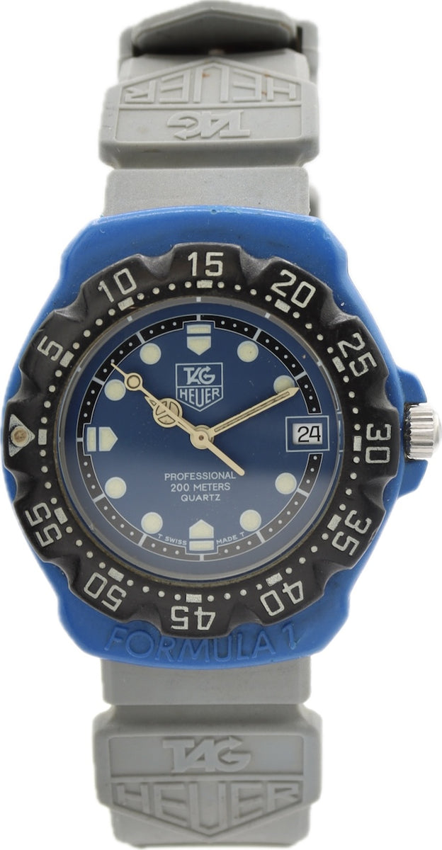 Vintage 35mm Tag Heuer 381.513 Blue Formula 1 Men's Quartz