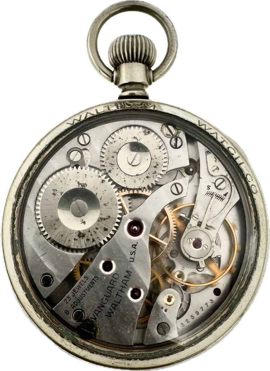 Antique 16S Waltham Vanguard 23 Jewel Mechanical Pocket Watch w Salesman  Case