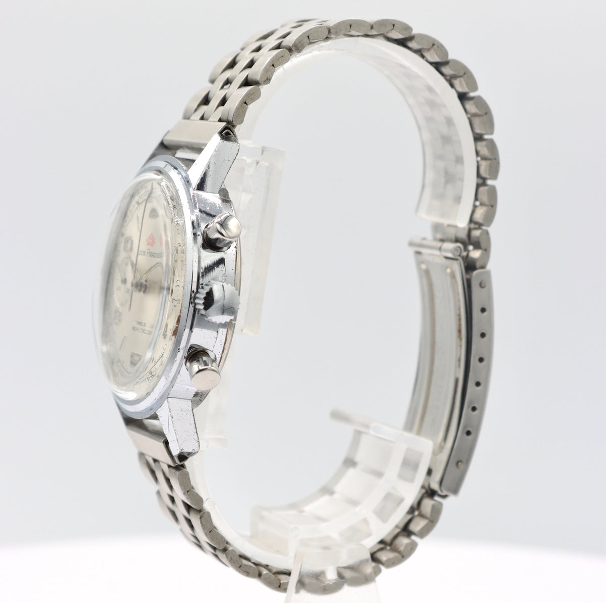 Vintage 37mm Leon Piradet Chronograph Men's Mechanical Wristwatch