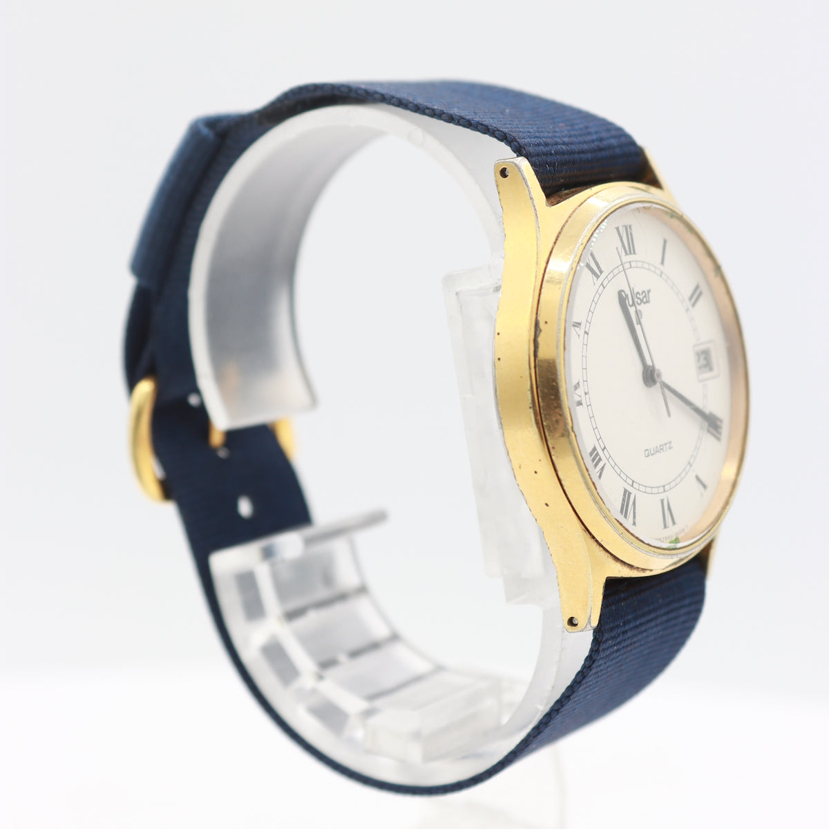 Vintage Pulsar Y552-8009 Roman Dial Date Men's Quartz Wristwatch