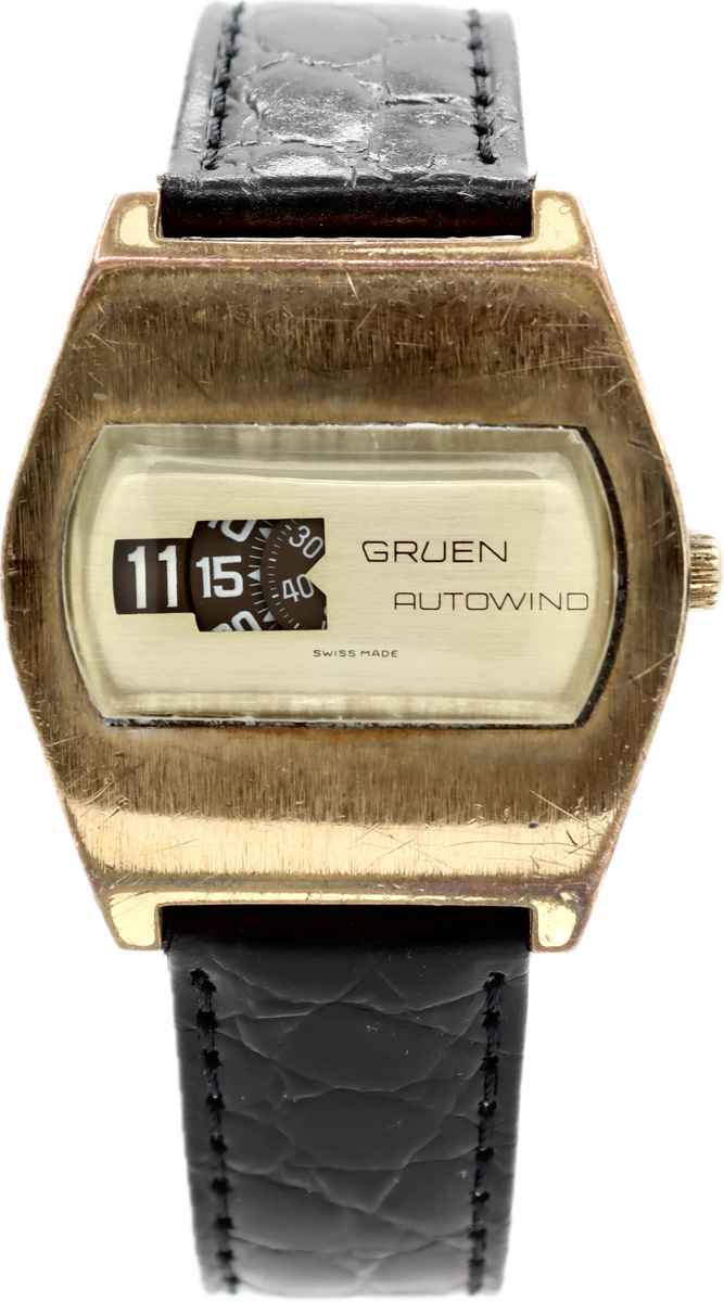 Vintage 37mm Gruen Digital Jump Hour Men's Automatic Wristwatch