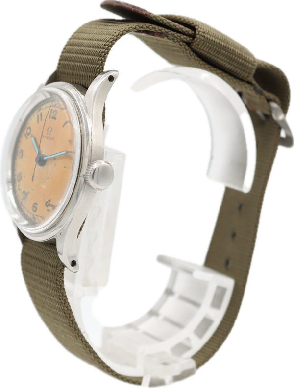 Vintage 30mm 1940's Omega Military Men's Mechanical Wristwatch R17.8 Swiss Steel