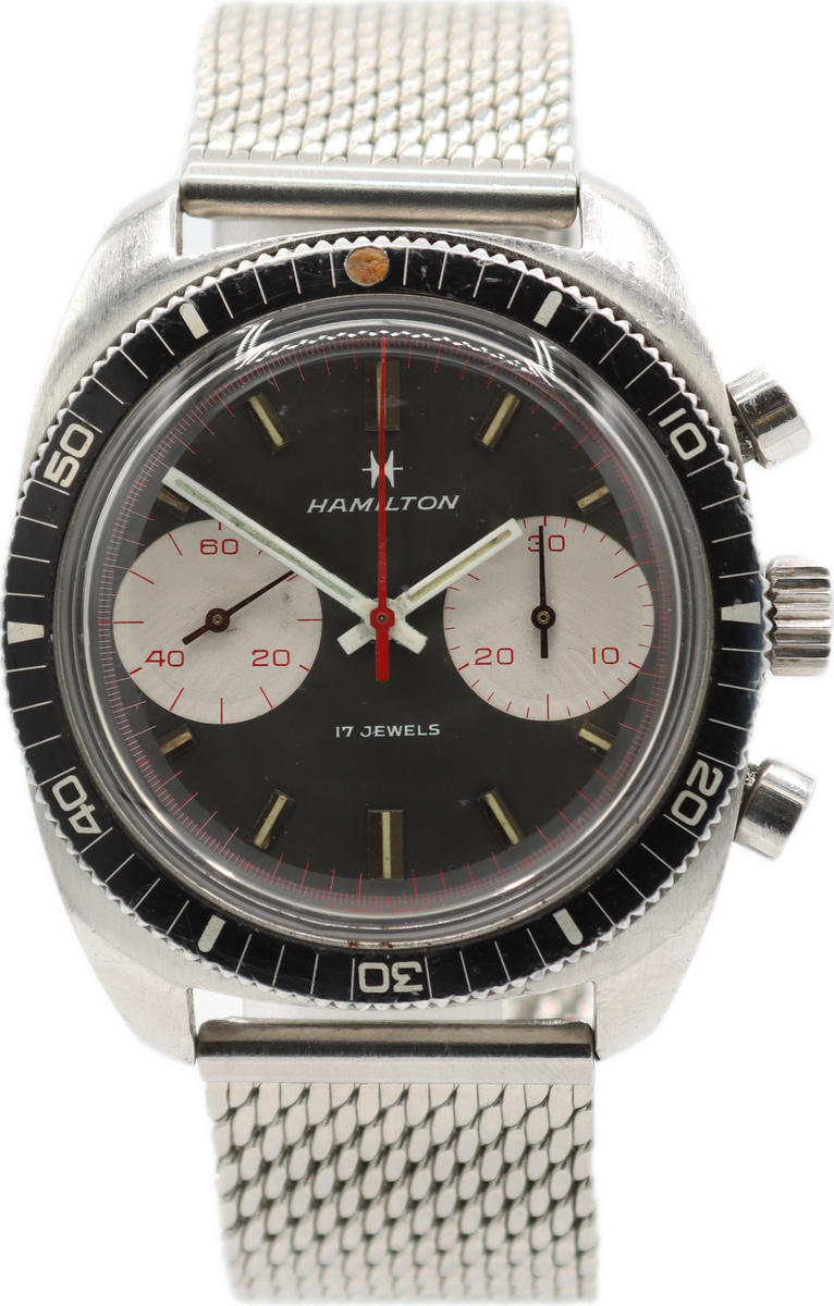Vintage Hamilton Big Eye 647001-3 Men's Chronograph Wristwatch Valjoux –  thewatchpreserve