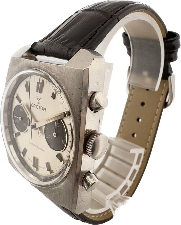 Vintage Croton 109A Men's Chronograph Wristwatch Landeron 248 Steel w Gray Sub