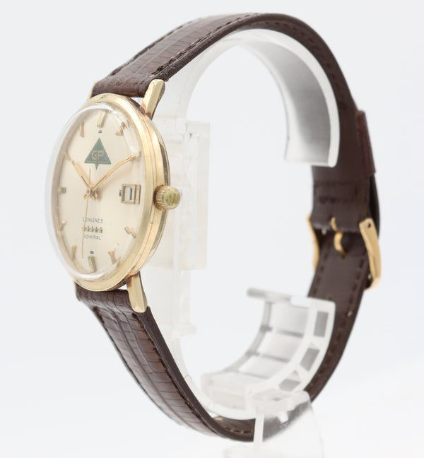 Vintage 34mm Longines Admiral Men's Mechanical Wristwatch Swiss 14k Gold