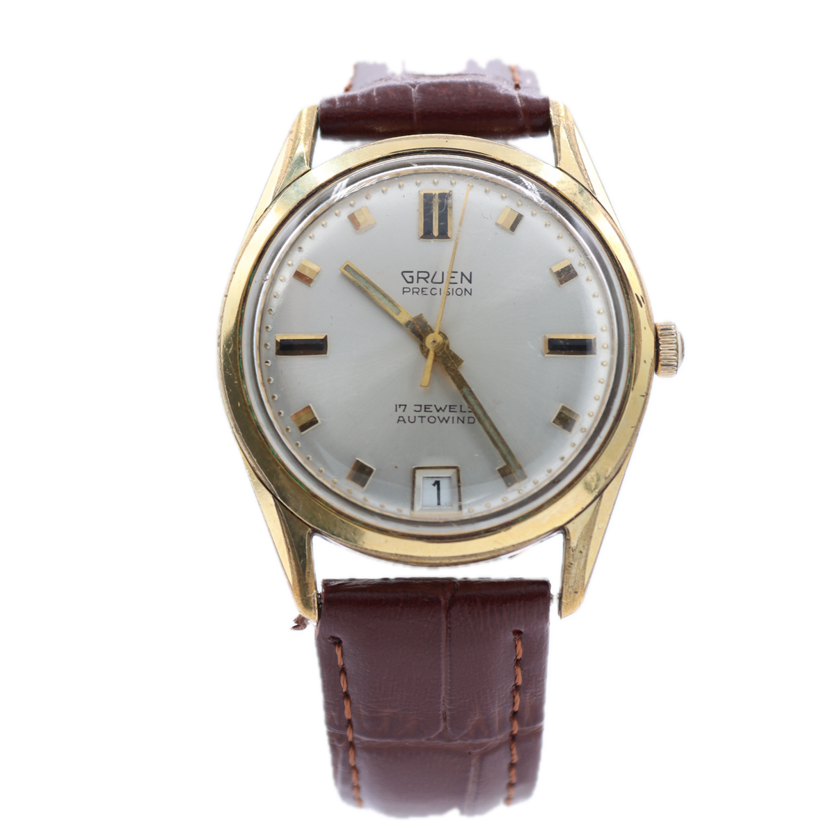 Vintage 33.5mm Gruen Precision Men s Automatic Wristwatch 730 CA Base Metal