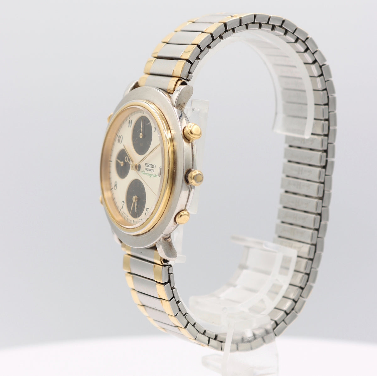 X626 ゴールド X625 シルバー 計2点 Vintage 37mm Seiko 7t32-6C30 Men's Quartz Chronograph Wristwatch