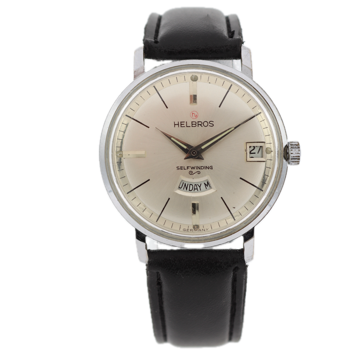 Vintage 34mm Helbros Day Date Men's Automatic Wristwatch