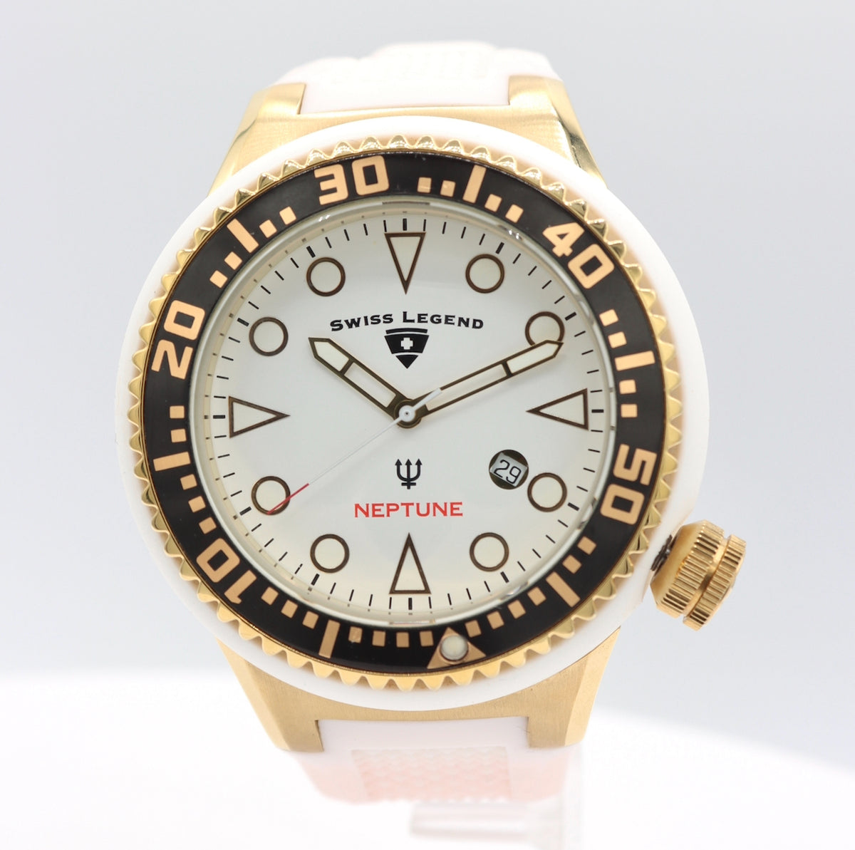 53mm Swiss Legend Neptune White Men's Quartz Wristwatch Swiss