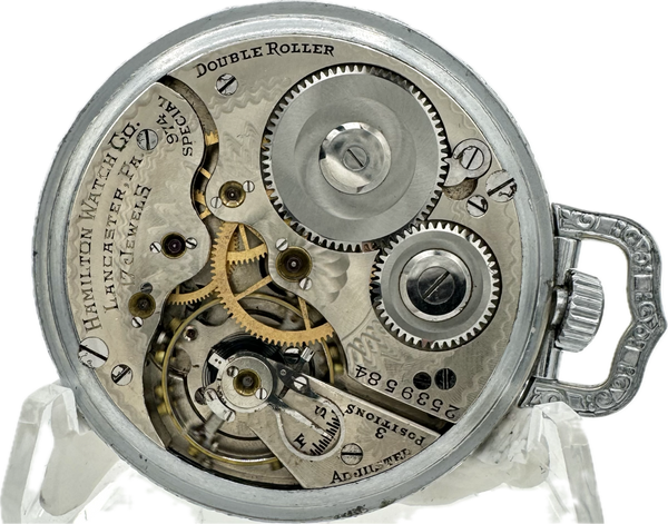 Antique 16 Size Hamilton Mechanical Pocket Watch 974 Special Chrome Locomotive