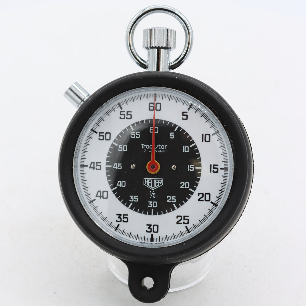 Vintage 58mm Heuer 652.301 Trackstar Mechanical Pocket Watch w Box Steel