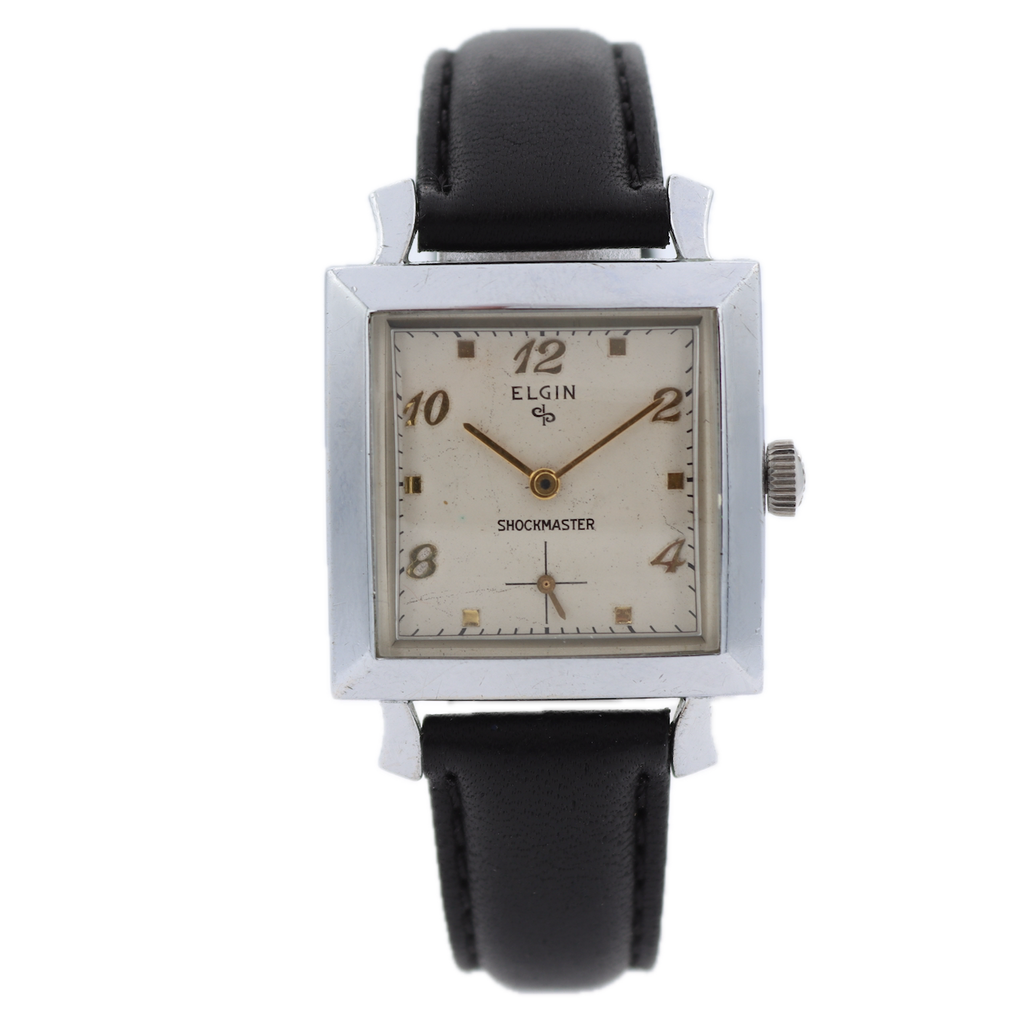 Vintage Elgin 6762 Shockmaster Men's Mechanical Wristwatch 642 USA Chrome Plated