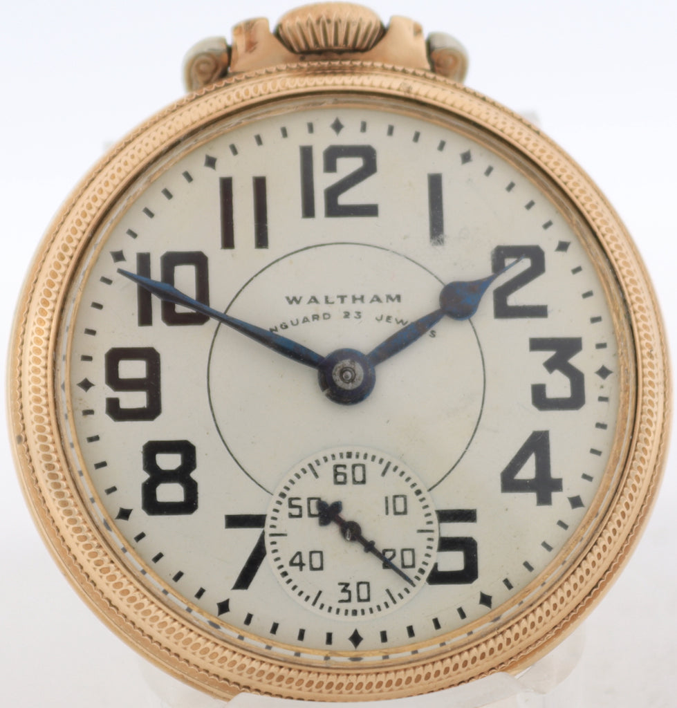 Vintage 16s 1937 Waltham Vanguard 23J Railroad Pocket Watch 1623 10k GF USA