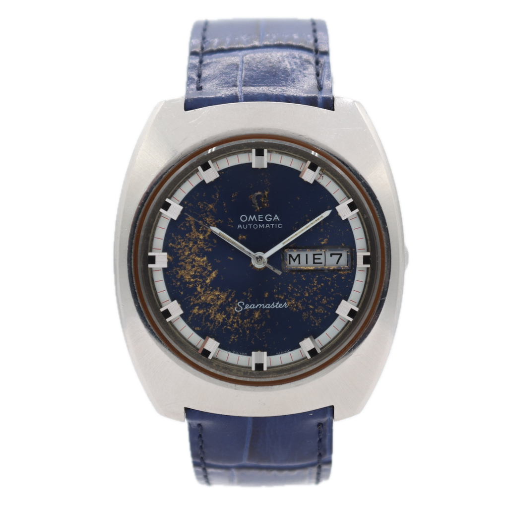 Vintage Omega 166.111 Seamaster Men's Automatic Wristwatch Steel Spanish Day