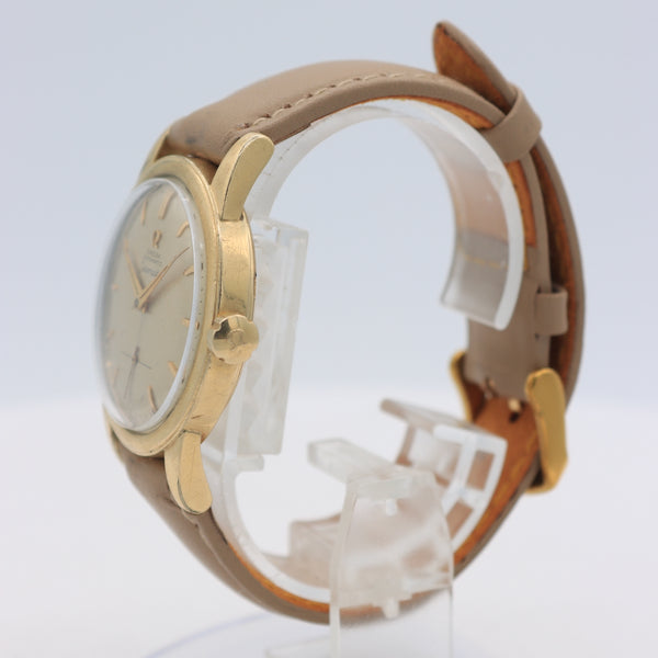 Vintage Omega F6249 Seamaster Men's Bumper Automatic Wristwatch 344 Swiss 14k GF