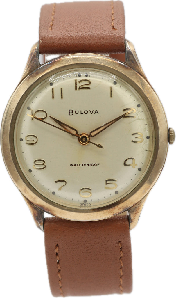 Vintage 1960 Bulova Waterproof Men's Mechanical Wristwatch Swiss Stainless