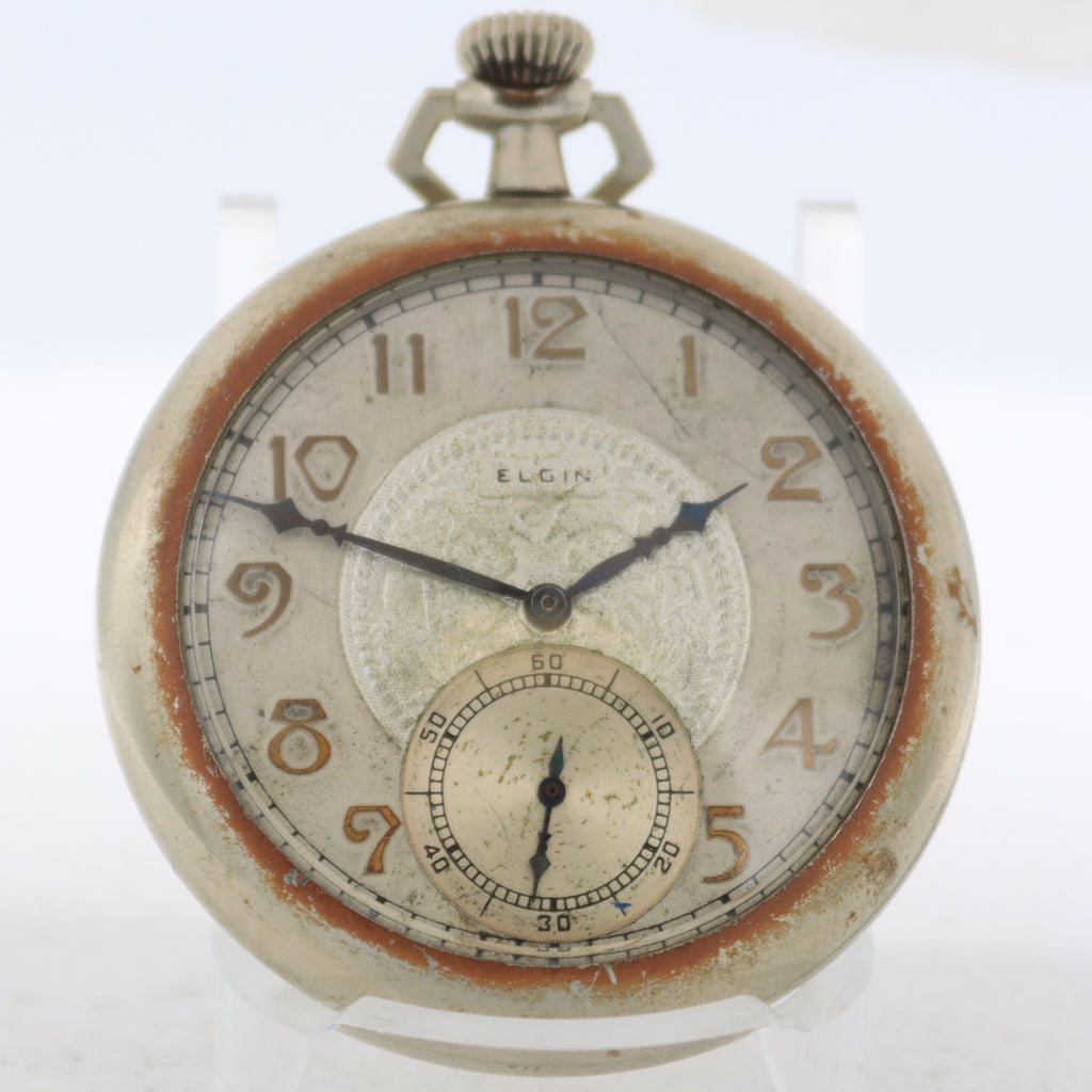 Antique 12 Size Elgin 15 Jewel Mechanical Pocket Watch 235 Nickel Running