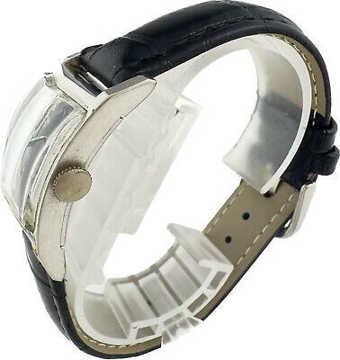 Vintage Gruen 17 Jewel Men's Mechanical Wristwatch 370 10k White GF w Black Dial