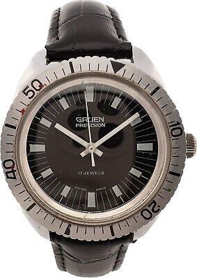 Vintage Gruen Diver Style 17 Jewel Men Mechanical Wristwatch N 510SS Swiss Runs