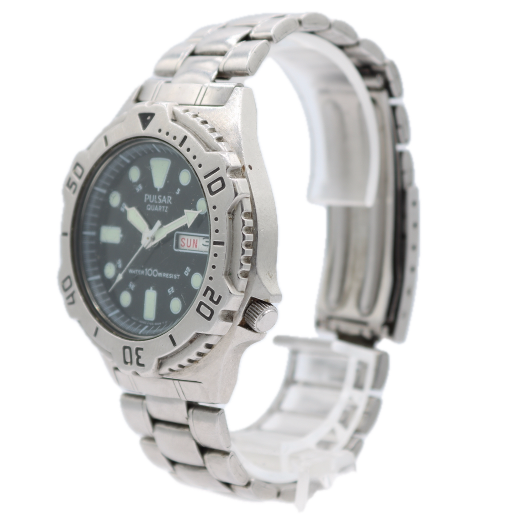 41mm Pulsar V743-6A00 Day Date Men's Quartz Wristwatch Japan