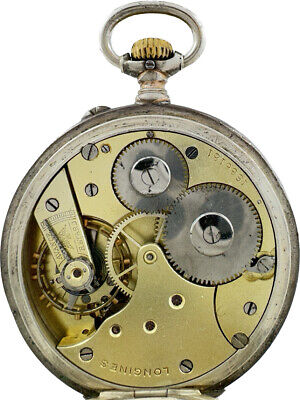 Antique Longines Bastogne Private 15 Jewel Mechanical Pocket Watch .800 Silver