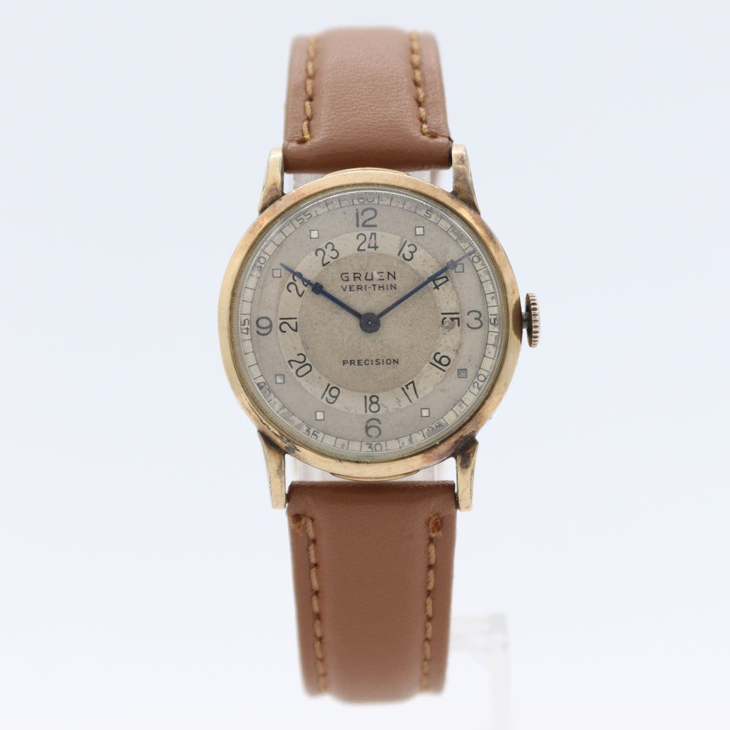 Vintage Gruen 420SS-555 Pan Am Men's Mechanical Wristwatch Swiss 10k GF