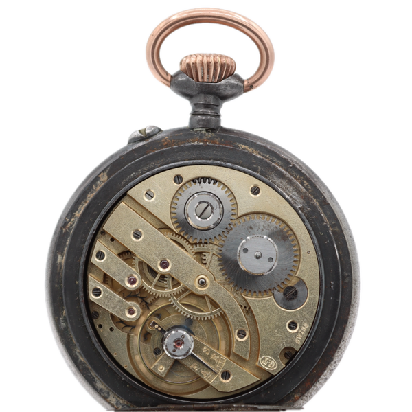 Antique 56.5mm IWC Mechanical Hunter Pocket Watch Pallweber Gunmetal Swiss