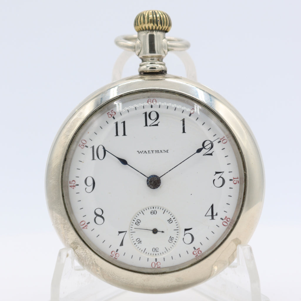 Antique 18s 1909 Waltham 7j Mechanical Pocket Watch 1 Nickel Silver USA