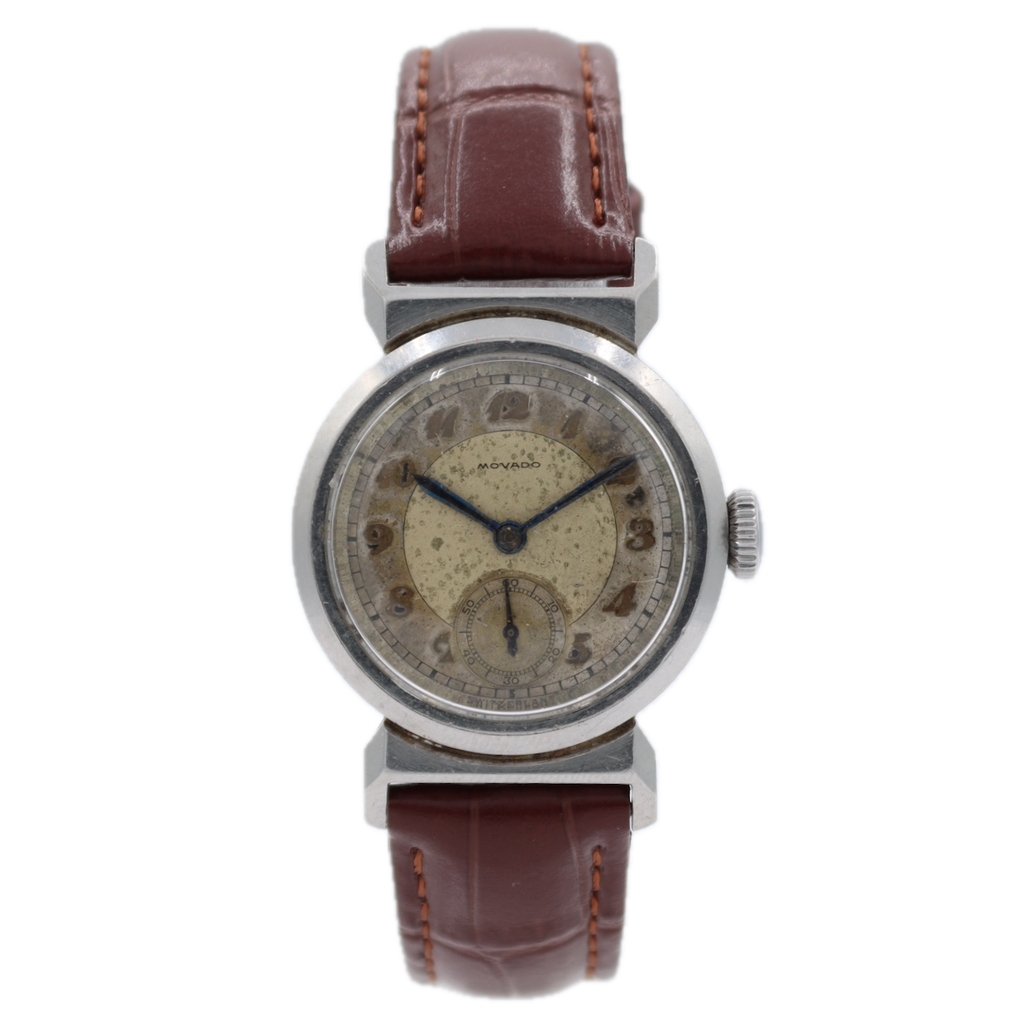 Vintage Movado Bull Horn Lug Men's Mechanical Wristwatch Swiss Steel Military