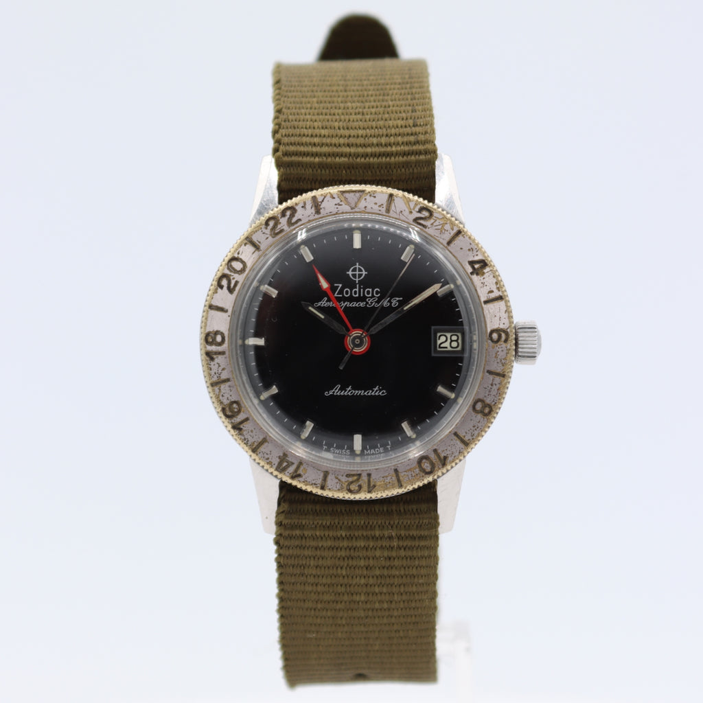 Vintage Zodiac 752.925 AerospaceGMT Men's Automatic Wristwatch 75 Swiss Two Tone