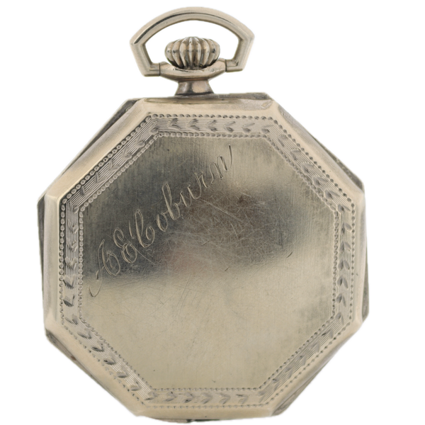 Antique 12 Size Illinois Octagon 17J Mechanical Pocket Watch 404 Silveroid