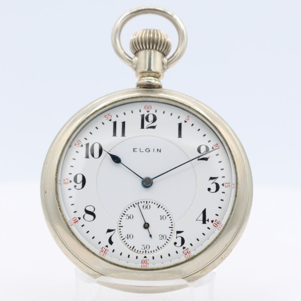 Antique 1917 Elgin G.M. Wheeler Salesman 17J Mechanical Pocket Watch 338 Nickel