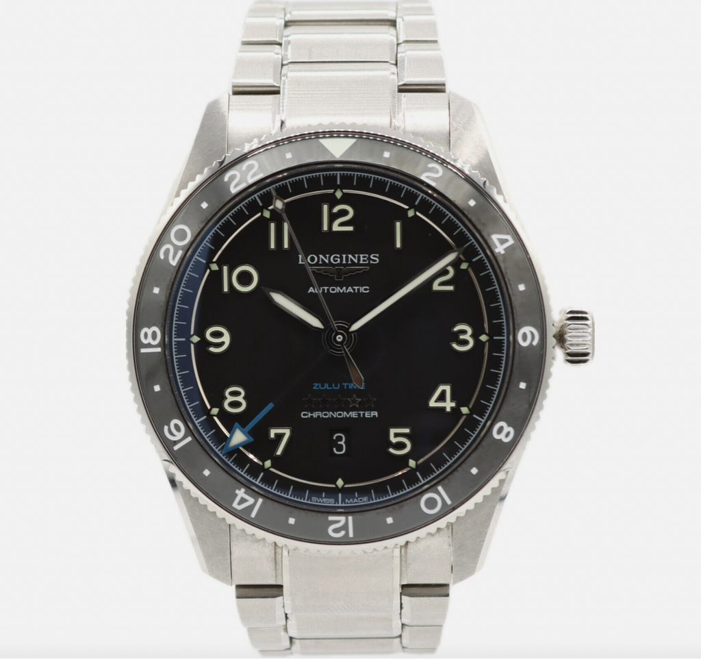 42mm 2022 Longines Spirit Zulu Time L38124536 Men's Automatic Wristwatch Swiss
