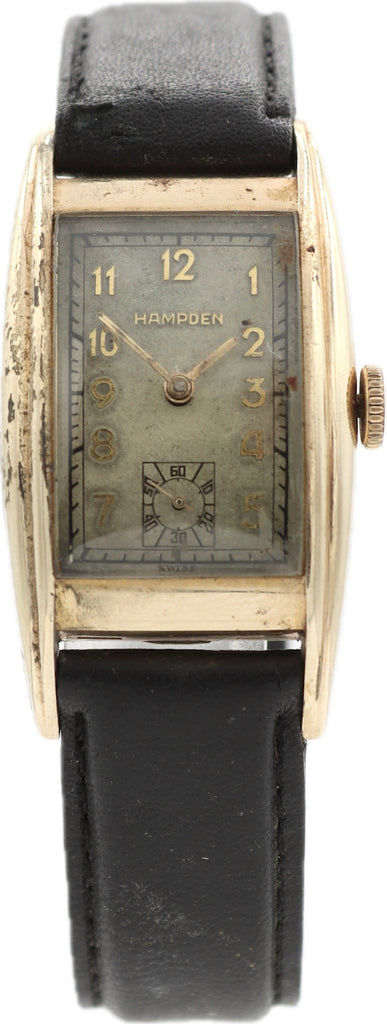 Vintage Hampden Curved Case Men's Mechanical Wristwatch 735 USA 10k Gold Filled