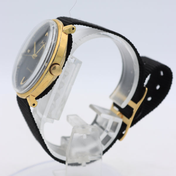 Vintage Mido Black Ocean Star Men's Automatic Wristwatch Swiss Gold Plated