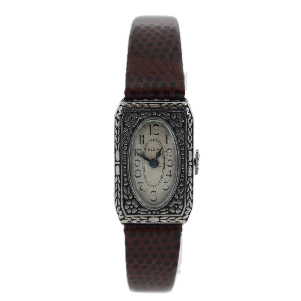 Vintage 1933 Elgin Engraved Ladies Mechanical Wristwatch 488 USA Nickel