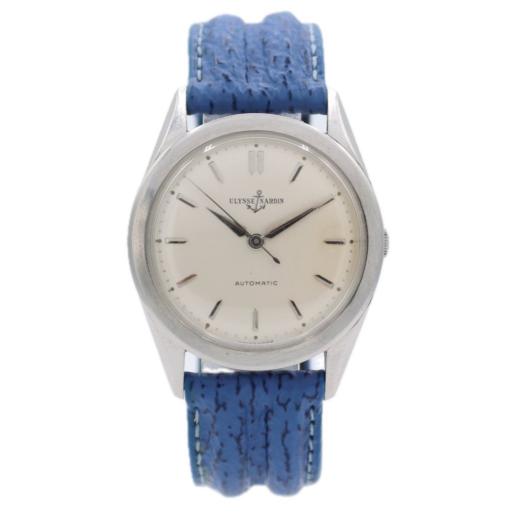 Vintage 35mm Ulysse Nardin White Dial Men's Automatic Wristwatch Swiss Steel