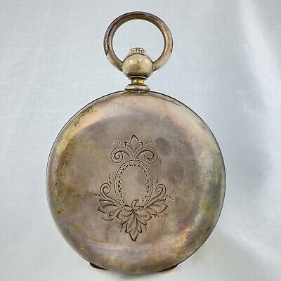 Antique 18 Size Early Rockford Key Wind Hunter Pocket Watch Coin Silver 3 Ounce