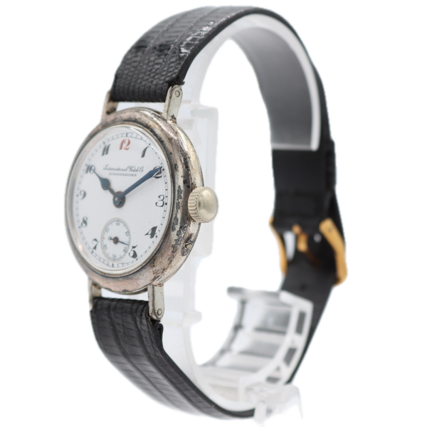 Antique 1907 IWC Trench Style Men's Mechanical Wristwatch USA Coin Silver Runs