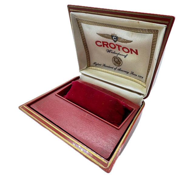 Vintage Croton Waterproof Men's Wristwatch Box Swiss Made Plasticw/ Cuff Used