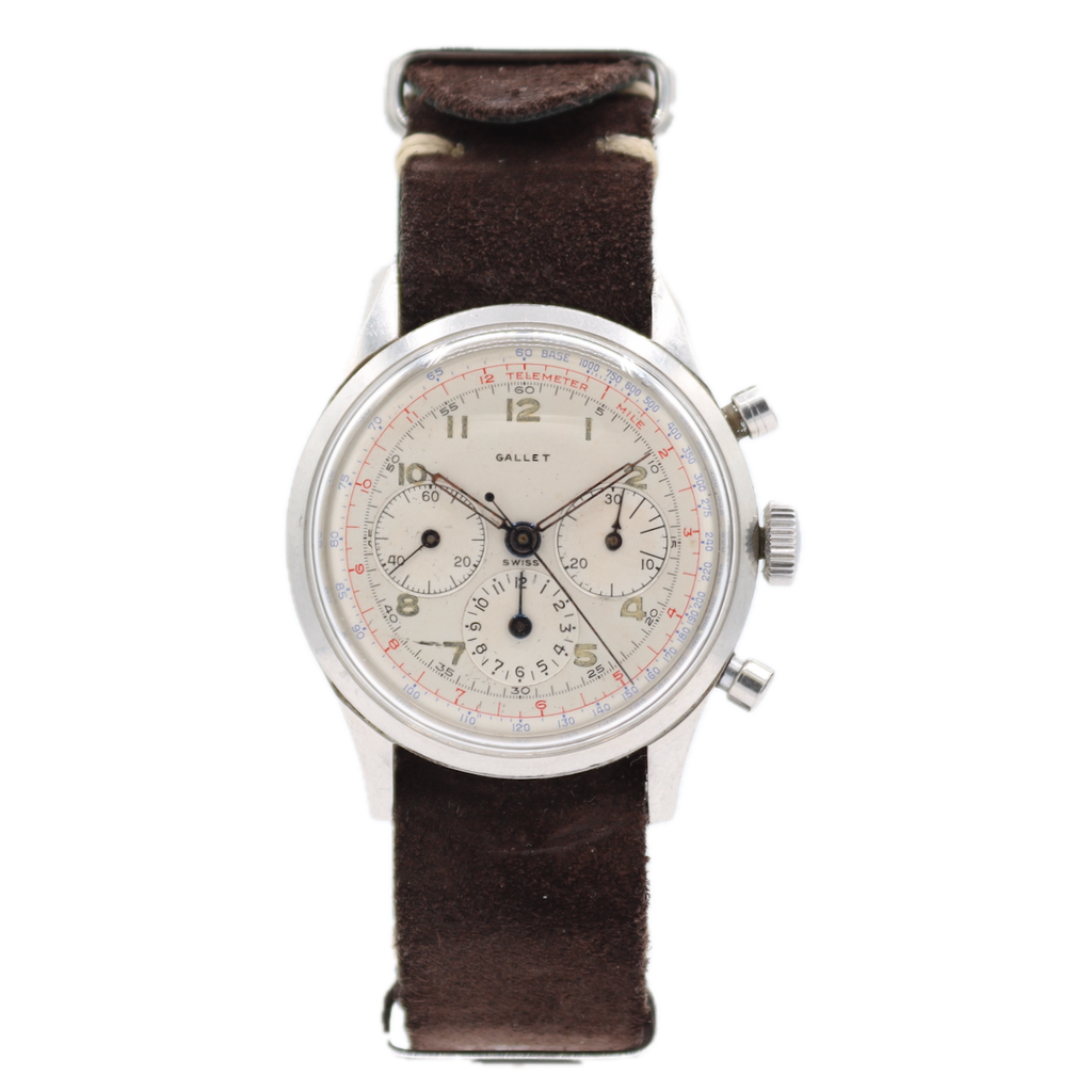 Vintage 37mm Gallet Multichron Men's Chronograph Wristwatch EP 40 Steel