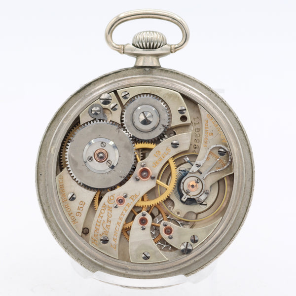 Antique 18s 1922 Hamilton 19j Mechanical Pocket Watch 952 Nickeloid USA