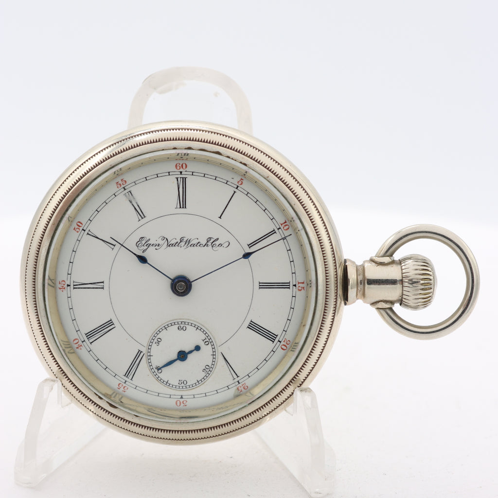 Antique 18s 1897 Elgin 17 Jewel Hunter Config. Pocket Watch 144 Nickel