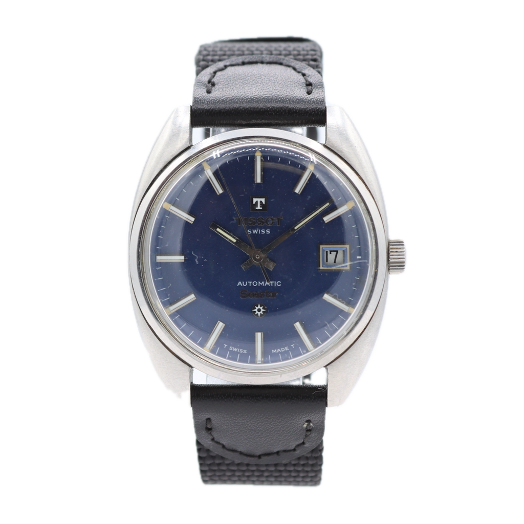 Vintage 35mm Tissot 44660-1X Seastar Blue Men's Automatic Wristwatch Steel