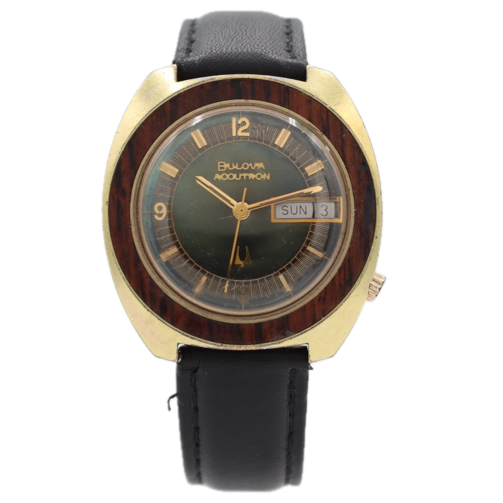 Vintage 36mm 1969 Accutron Woody Men's Tuning Fork Wristwatch 218 2 USA 14k GF