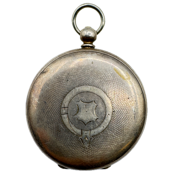 Antique J. Barbey Shield Key Cylinder Escapement Open Face Pocket Watch Silver