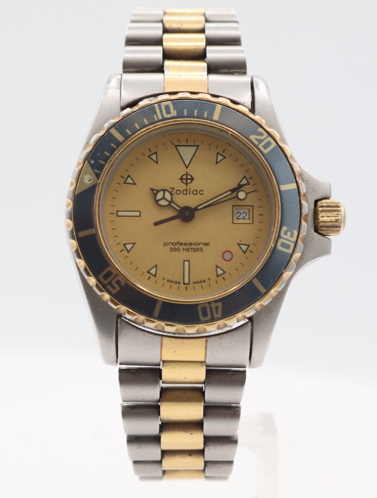 Vintage Zodiac Professional Diver Two Tone Ladies Quartz