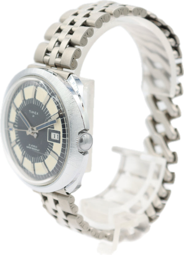 Vintage 39.5mm Timex UFO 21 Jewel Men's Mechanical Wristwatch Chrome Plated