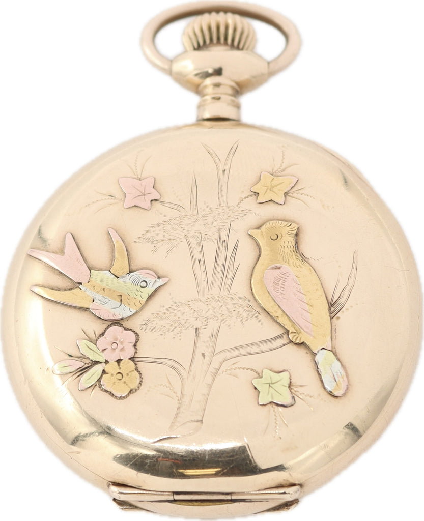 Antique 6S Elgin Tricolor Gold & Multicolor Dial Pocket Watch 231 Gold Filled